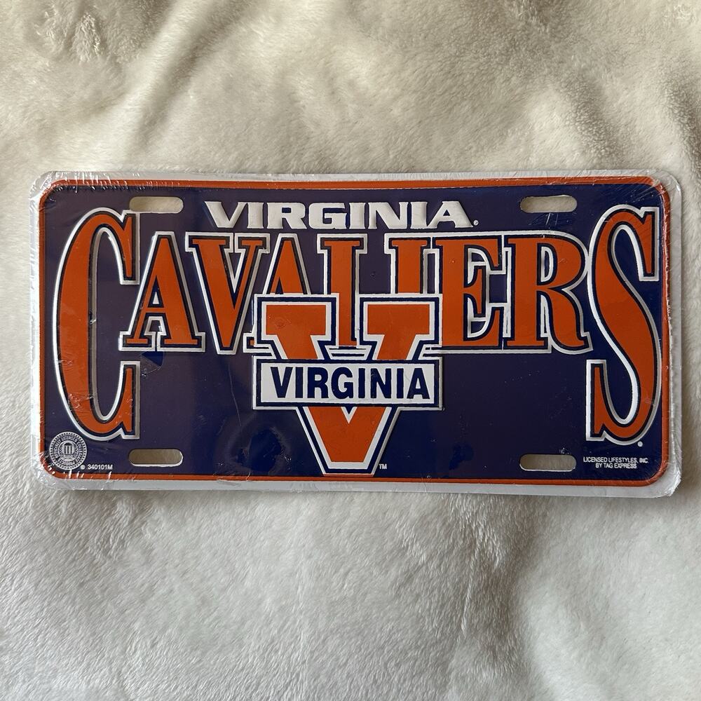 VTG Virginia Cavaliers NCAA Vanity Metal Car License Plate Blue Orange SEALED